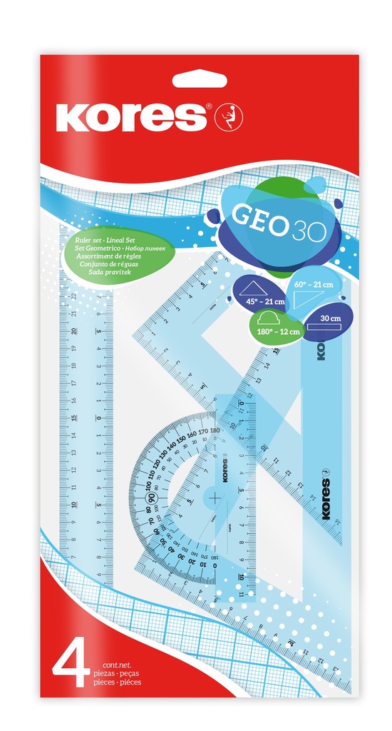 KORES SET DE TRACAGE/RÈGLES 30 CM
