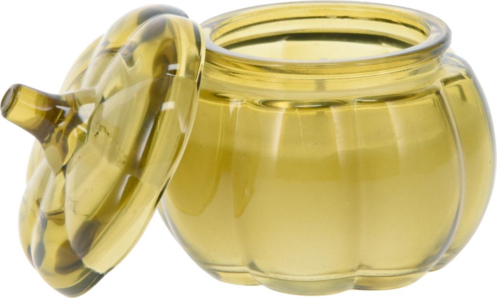 BOUGIE EN FORME DE CITROUILLE - EN VERRE - 8CM