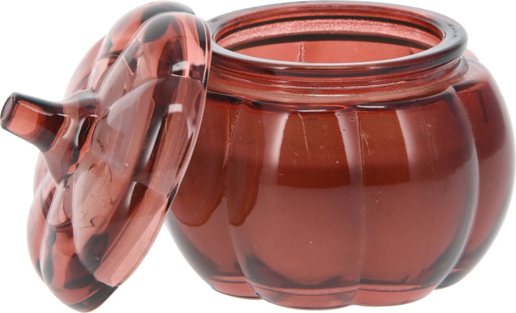 BOUGIE EN FORME DE CITROUILLE - EN VERRE - 8CM