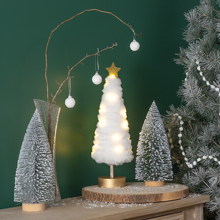 SAPIN FOURRURE BL LED 38CM