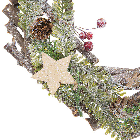 COURONNE BOIS BRCH ETOILE 30CM