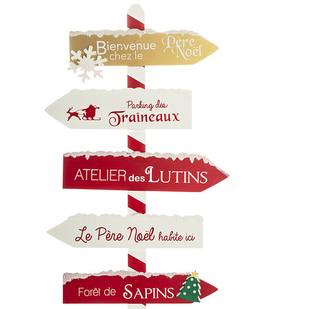 PANCARTE BOIS ROUGE BLAN 120CM