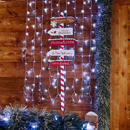 PANCARTE BOIS ROUGE BLAN 120CM