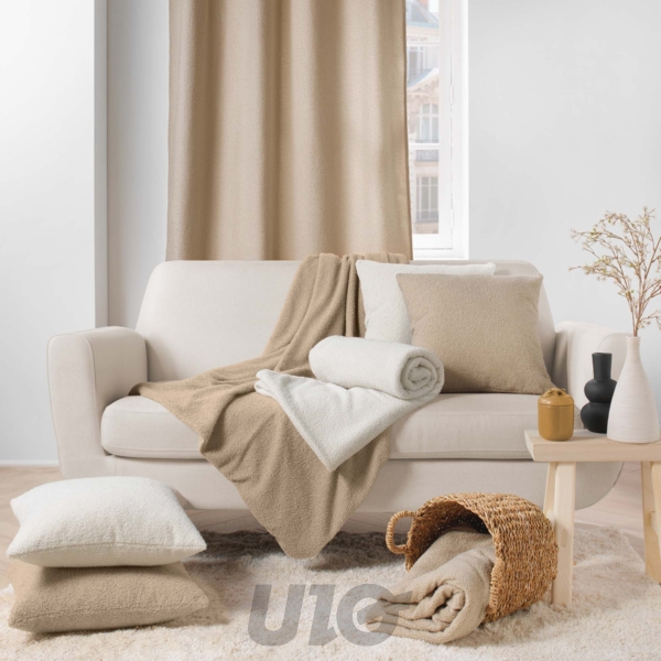 COUSSIN DEHOUSSABLE COMPRESSE 45 x 45 CM BOUCLETTE UNIE WOOLY NATUREL