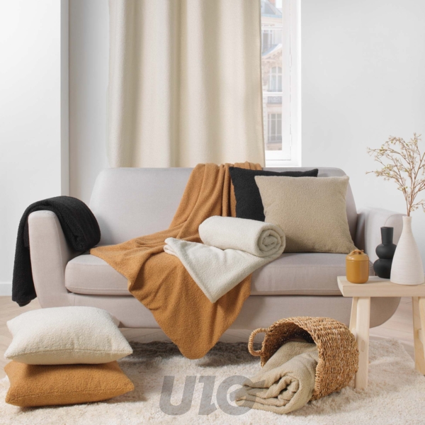 COUSSIN DEHOUSSABLE COMPRESSE 45 x 45 CM BOUCLETTE UNIE WOOLY NATUREL