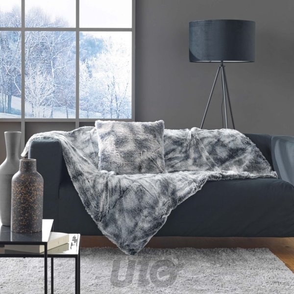 COUSSIN DEHOUSSABLE COMPRESSE 45 x 45 CM IMITATION FOURRURE ANTARTIC GRIS