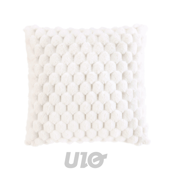 COUSSIN DEHOUSSABLE COMPRESSE 45x45 CM IMITATION FOURRURE/VELOURS FROSTY NATUREL