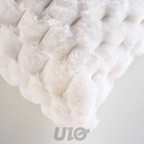 COUSSIN DEHOUSSABLE COMPRESSE 45x45 CM IMITATION FOURRURE/VELOURS FROSTY NATUREL