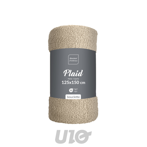 PLAID 125 x 150 CM BOUCLETTE UNIE WOOLY BEIGE