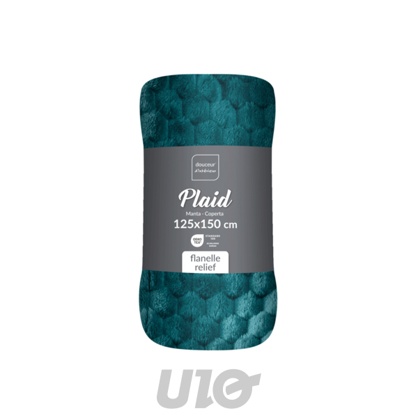 PLAID 125 x 150 CM FLANELLE RELIEF UNIE MINI FROSTY BLEU