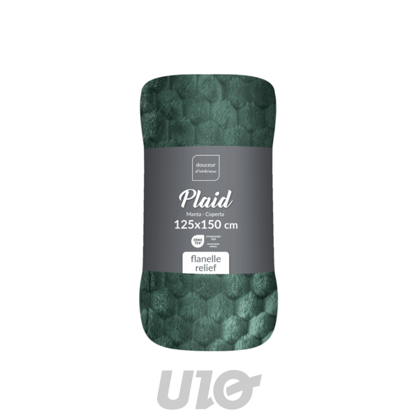 PLAID 125 x 150 CM FLANELLE RELIEF UNIE MINI FROSTY CEDRE