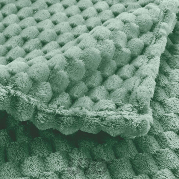 PLAID 125 x 150 CM FLANELLE RELIEF UNIE MINI FROSTY SAUGE