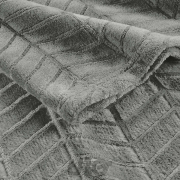 PLAID 180 x 220 CM FLANELLE RELIEF UNIE ARYA GRIS