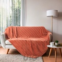 PLAID 180 x 220 CM FLANELLE RELIEF UNIE ARYA TERRACOTTA