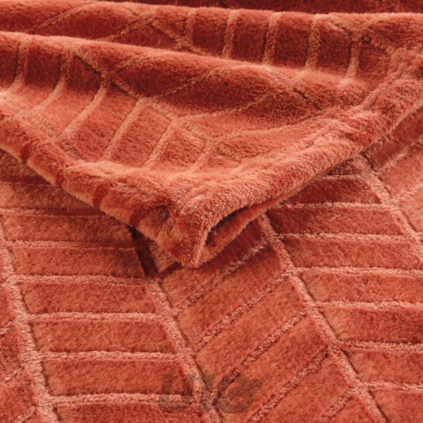 PLAID 180 x 220 CM FLANELLE RELIEF UNIE ARYA TERRACOTTA