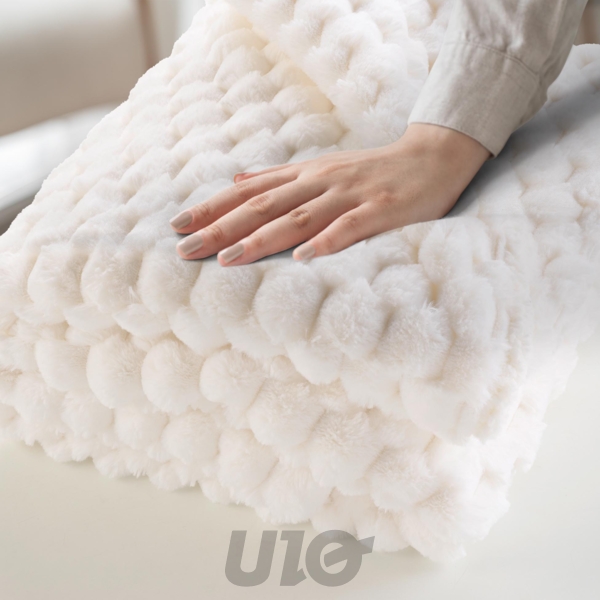 PLAID 180 x 220 CM IMITATION FOURRURE/SHERPA FROSTY NATUREL