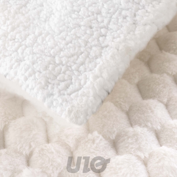 PLAID 220 x 240 CM IMITATION FOURRURE/SHERPA FROSTY NATUREL