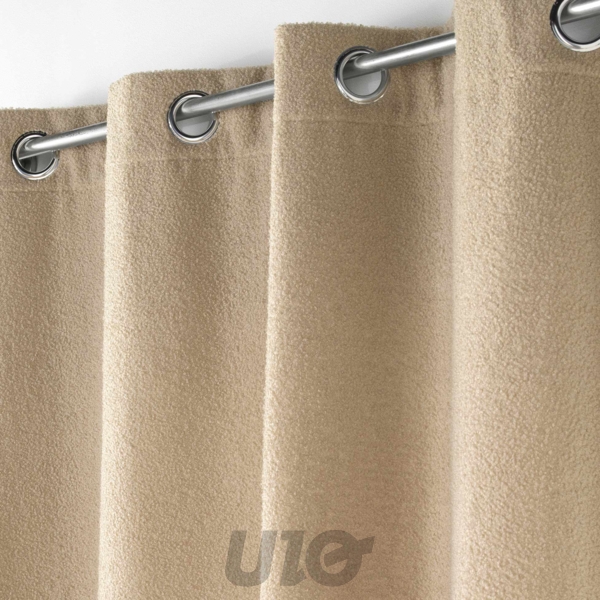 RIDEAU A OEILLETS 140 x 240 CM BOUCLETTE UNIE WOOLY BEIGE