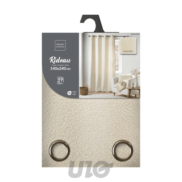 RIDEAU A OEILLETS 140 x 240 CM BOUCLETTE UNIE WOOLY NATUREL