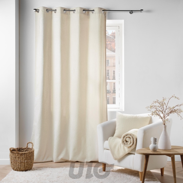 RIDEAU A OEILLETS 140 x 240 CM BOUCLETTE UNIE WOOLY NATUREL