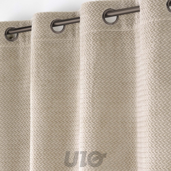 RIDEAU A OEILLETS 140 x 240 CM FLANELLE RELIEF UNIE FLANELA BEIGE