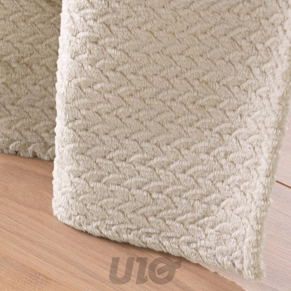 RIDEAU A OEILLETS 140 x 240 CM FLANELLE RELIEF UNIE FLANELA BEIGE