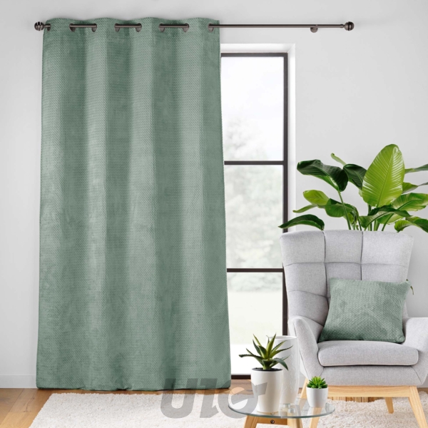 RIDEAU A OEILLETS 140 x 240 CM FLANELLE RELIEF UNIE FLANELA CEDRE
