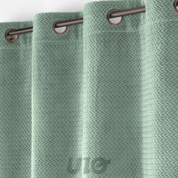 RIDEAU A OEILLETS 140 x 240 CM FLANELLE RELIEF UNIE FLANELA CEDRE