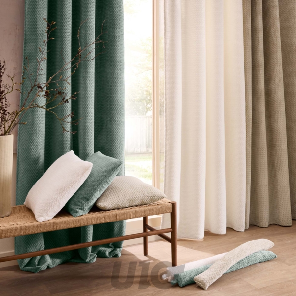 RIDEAU A OEILLETS 140 x 240 CM FLANELLE RELIEF UNIE FLANELA NATUREL