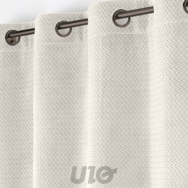 RIDEAU A OEILLETS 140 x 240 CM FLANELLE RELIEF UNIE FLANELA NATUREL