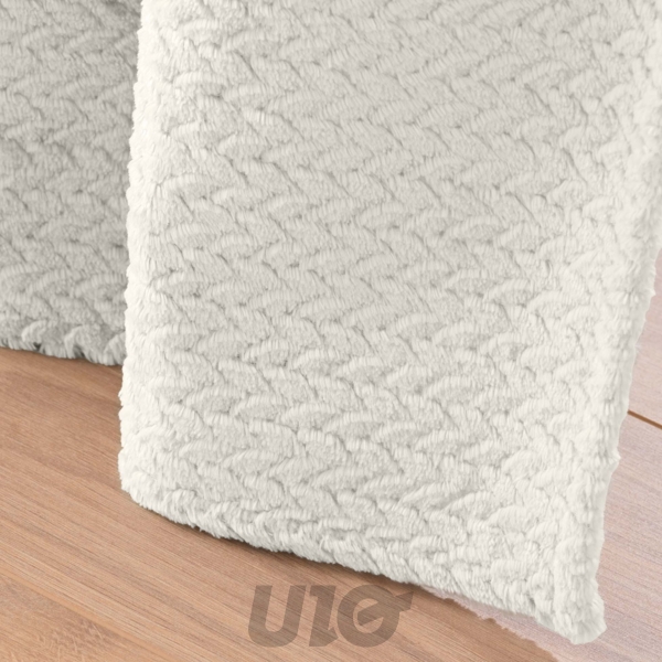 RIDEAU A OEILLETS 140 x 240 CM FLANELLE RELIEF UNIE FLANELA NATUREL