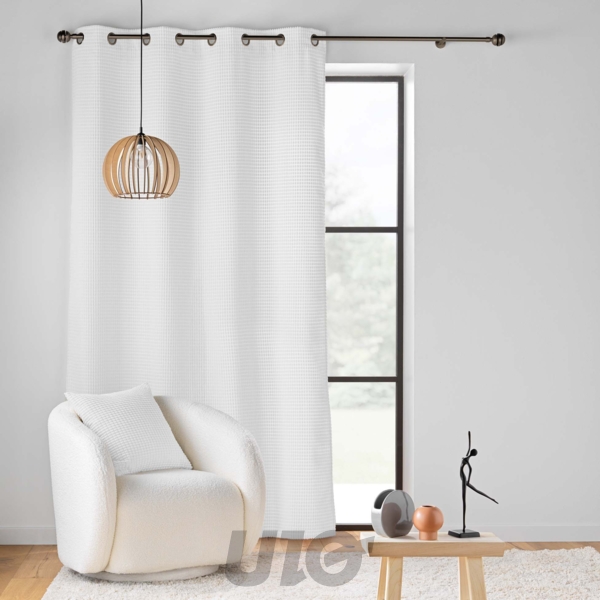 RIDEAU A OEILLETS 140 x 260 CM VELOURS RELIEF SWING BLANC