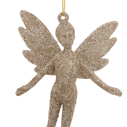 SUJET DE NOËL EN PLASTIQUE - FÉE PAILLETÉ - OR - H13CM - 2 PIÈCES