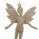 SUJET DE NOËL EN PLASTIQUE - FÉE PAILLETÉ - OR - H13CM - 2 PIÈCES