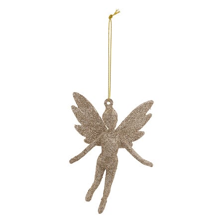 SUJET DE NOËL EN PLASTIQUE - FÉE PAILLETÉ - OR - H13CM - 2 PIÈCES