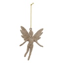 SUJET DE NOËL EN PLASTIQUE - FÉE PAILLETÉ - OR - H13CM - 2 PIÈCES