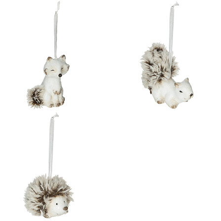 SUJET DE NOËL EN CÉRAMIQUE - ANIMAL ET FOURRURE - H8CM