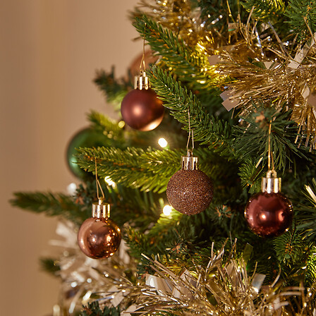 BOULES DE NOËL EN PLASTIQUE - 30MM - 18 PIÈCES - COULEUR BRONZE