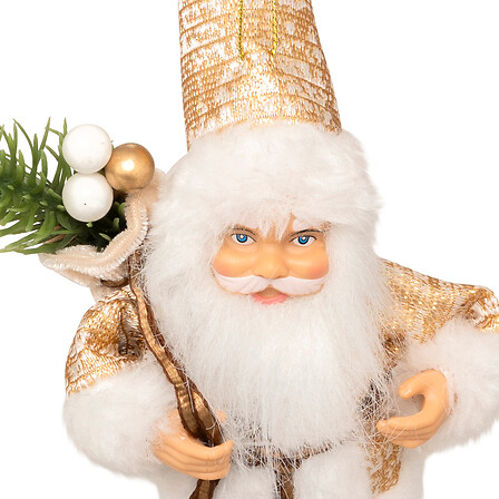 SUJET DE NOËL - PÈRE NOËL CADEAU - OR - 13CM