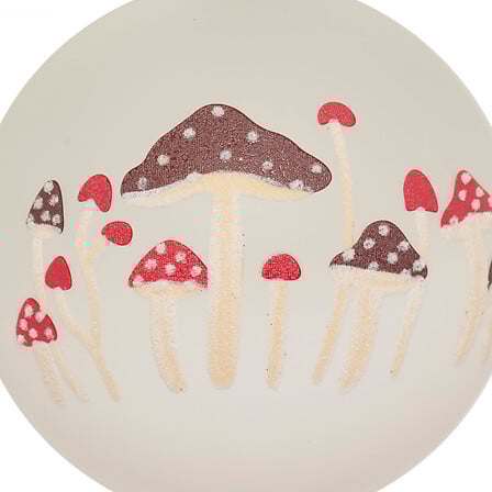 BOULE DE NOËL EN VERRE - 100MM - CHAMPI GNON BLANC