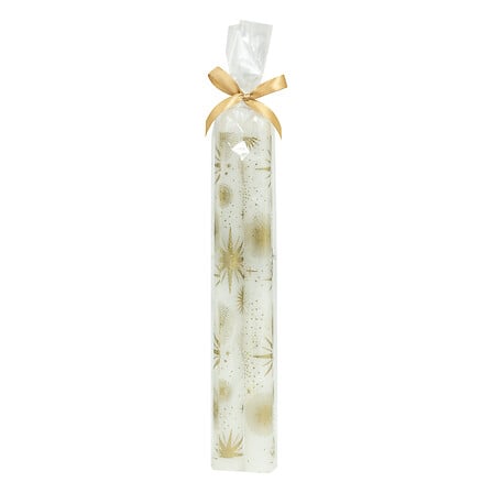 2 BOUGIES BÂTON IMPRIMÉES ÉTOILE - 144G - BLANC