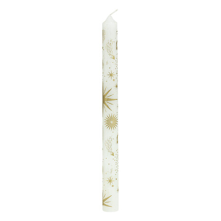 2 BOUGIES BÂTON IMPRIMÉES ÉTOILE - 144G - BLANC