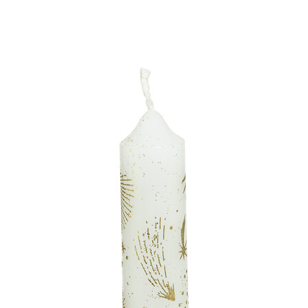 2 BOUGIES BÂTON IMPRIMÉES ÉTOILE - 144G - BLANC