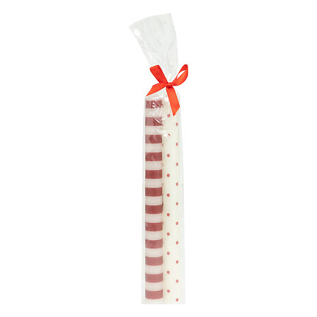 2 BOUGIES BÂTON IMPRIMÉES - 140G - ROUGE ET BLANC