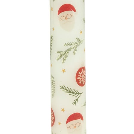 2 BOUGIES BÂTON IMPRIMÉES PÈRE NOËL - 140G
