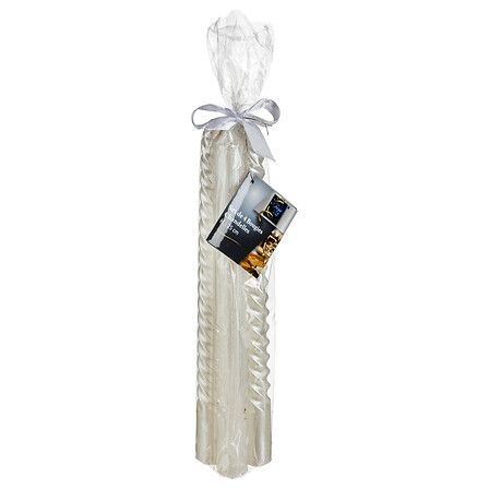 4 BOUGIES BÂTON PAILLETÉES OU TWIST - 48G - BLANC