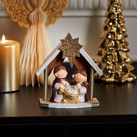 DÉCORATION NATIVITÉ - H15CM - EN MDF ET TERRACOTA