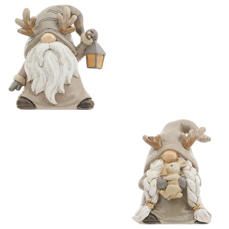 GNOME MARRON EN RÉSINE - H9,5CM -  2 MODÈLES