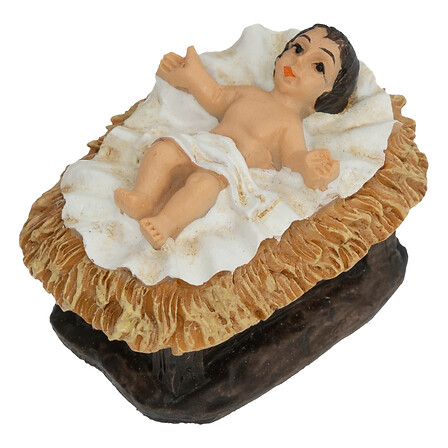 CRÈCHE DE NOËL À LED AVEC 7 SANTONS - 30x20CM - EN RÉSINE ET EN BOIS