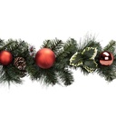GUIRLANDE NATURE AVEC BOULES ROUGES -  H2MxD20CM